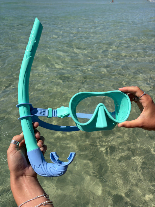 Aqua Marine / Ocean Blue Two Tone Combo Snorkelling Set