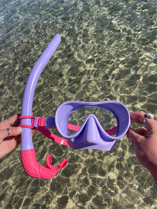 Purple / Hibiscus Pink Two Tone Combo Snorkelling Set