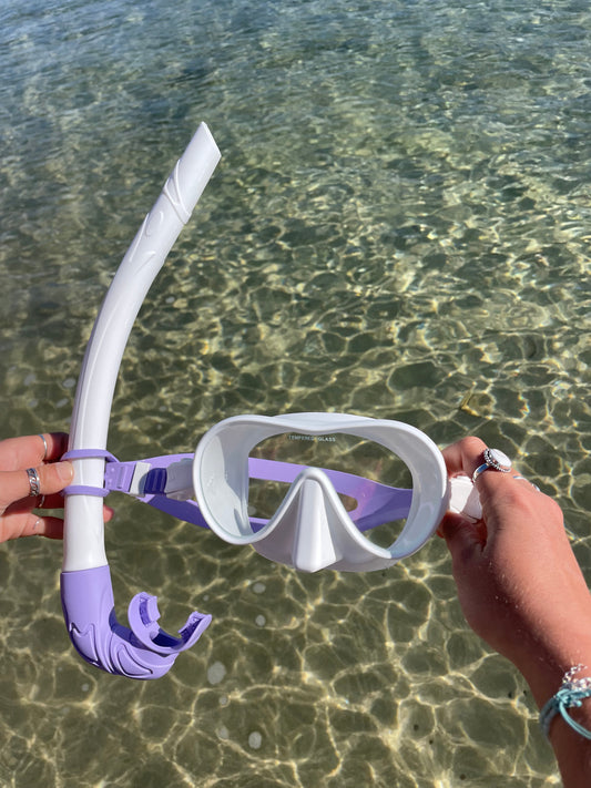 Whitewash / Purple Two Tone Combo Snorkelling Set